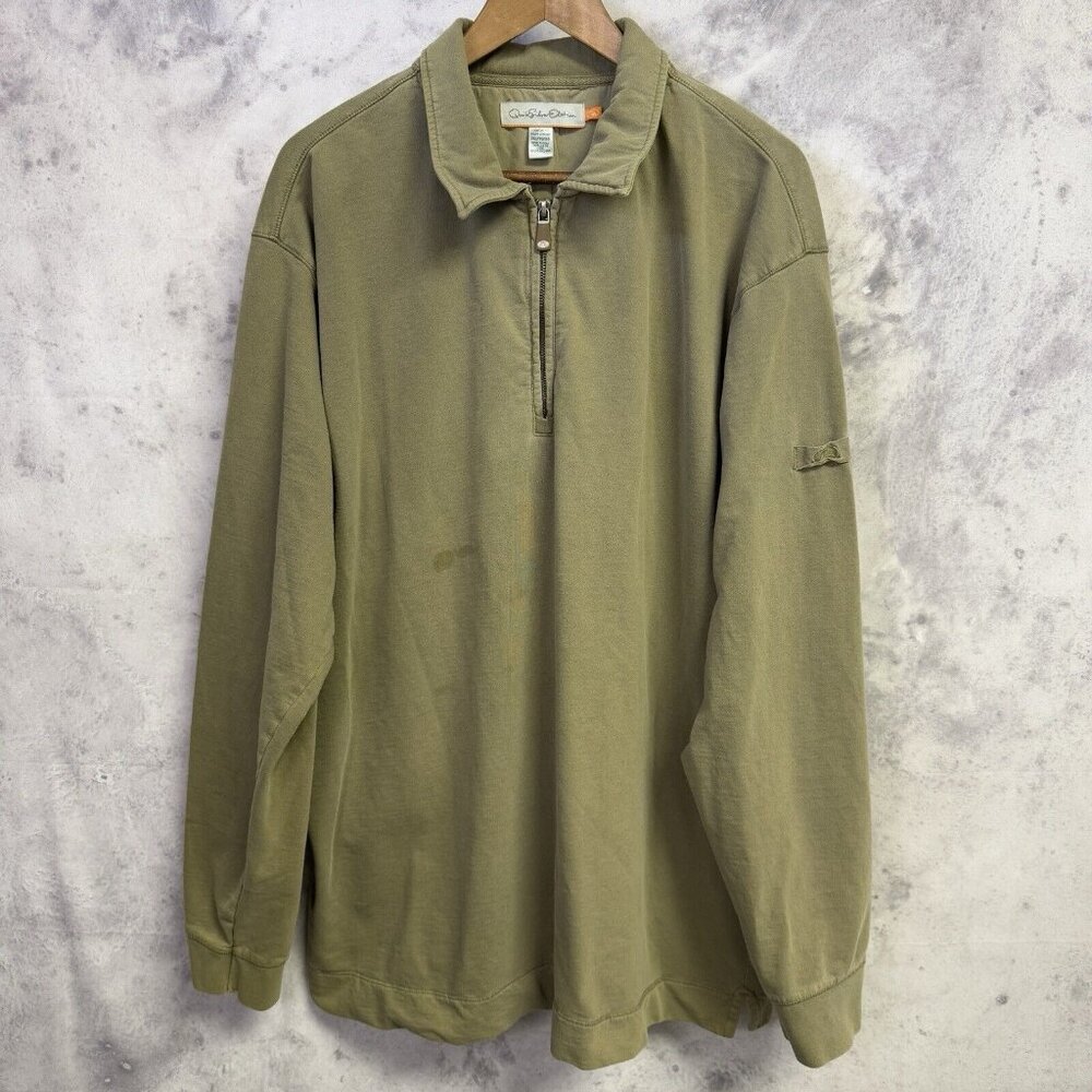 Quiksilver Edition Sweatshirt Mens 2XL Green 1/4 Zip Long Sleeve Collared